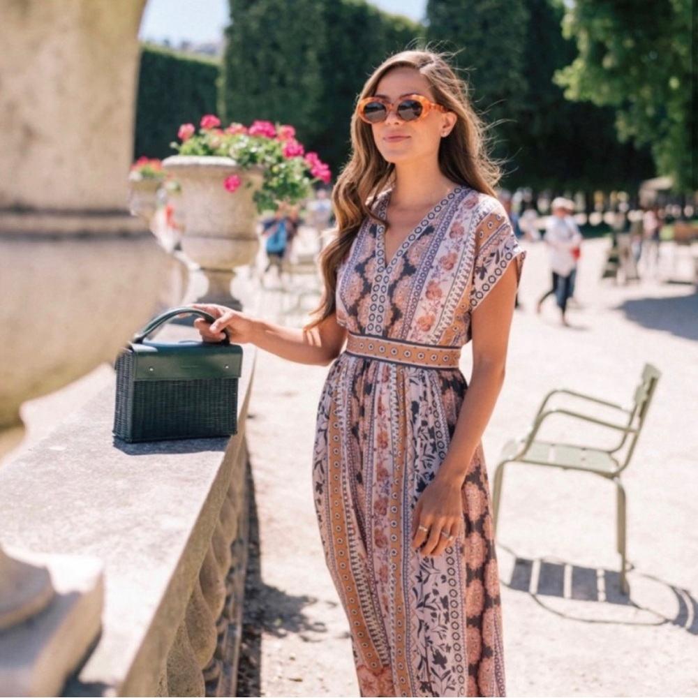 Gal Meets Glam Nwt Liza Print Charmeuse Dress 2P